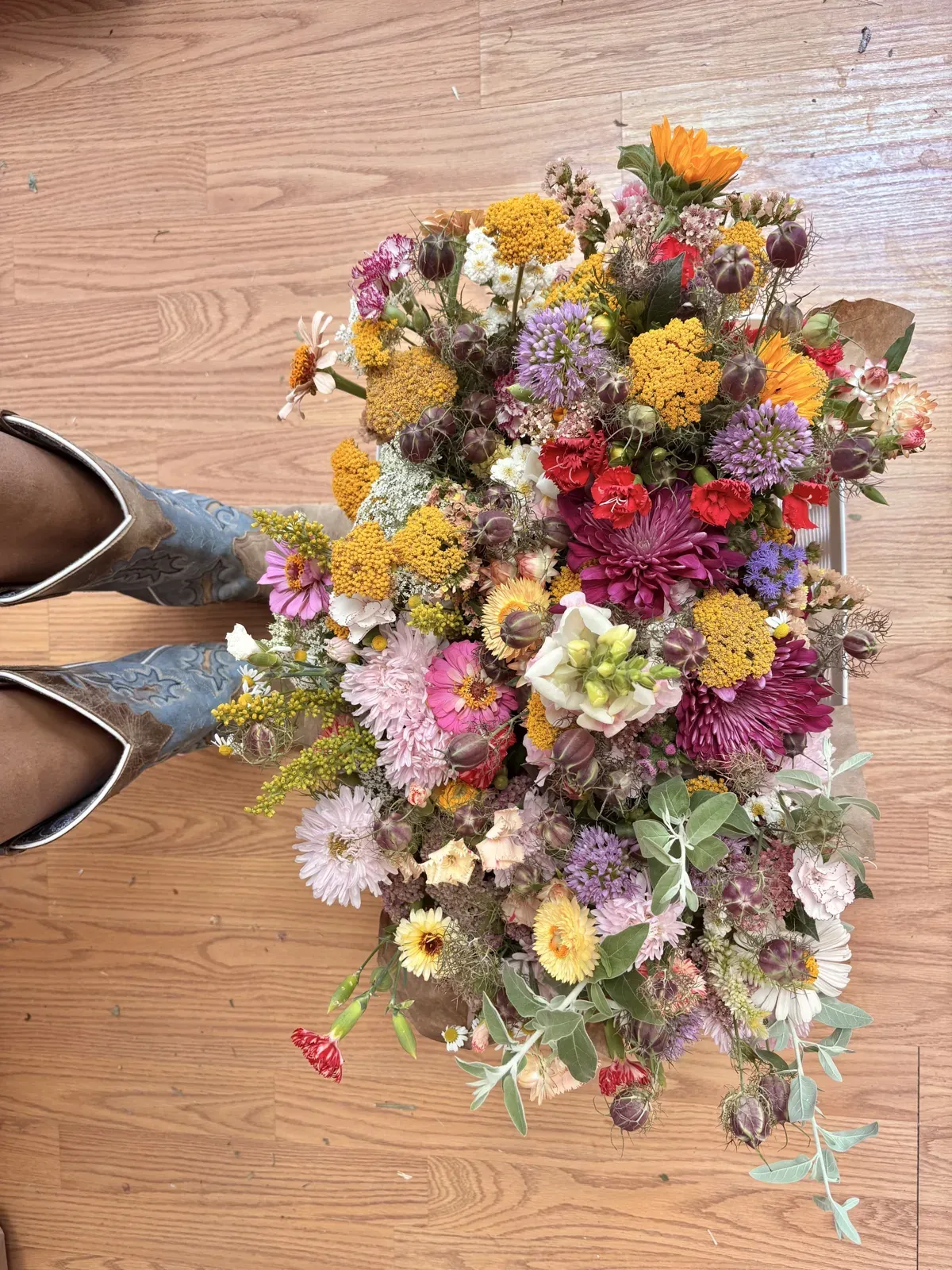 Hand-tied wildflower bouquet from the cutting garden